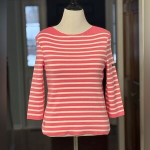 Lilly Pulitzer x Saint James Voissey Striped Pink and White Sweater Top Med NWT